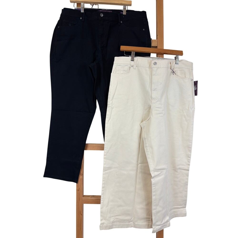 NWT Gloria Vanderbilt 18W LOT OF 2 Jeans / Pants Straight & Wide Crop